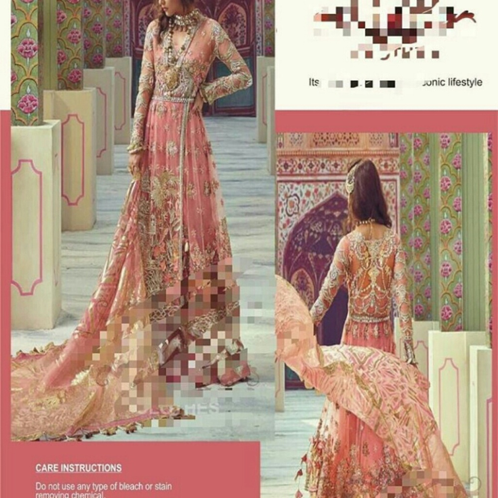 Net with organza heavy work Pakistani kameez shalw